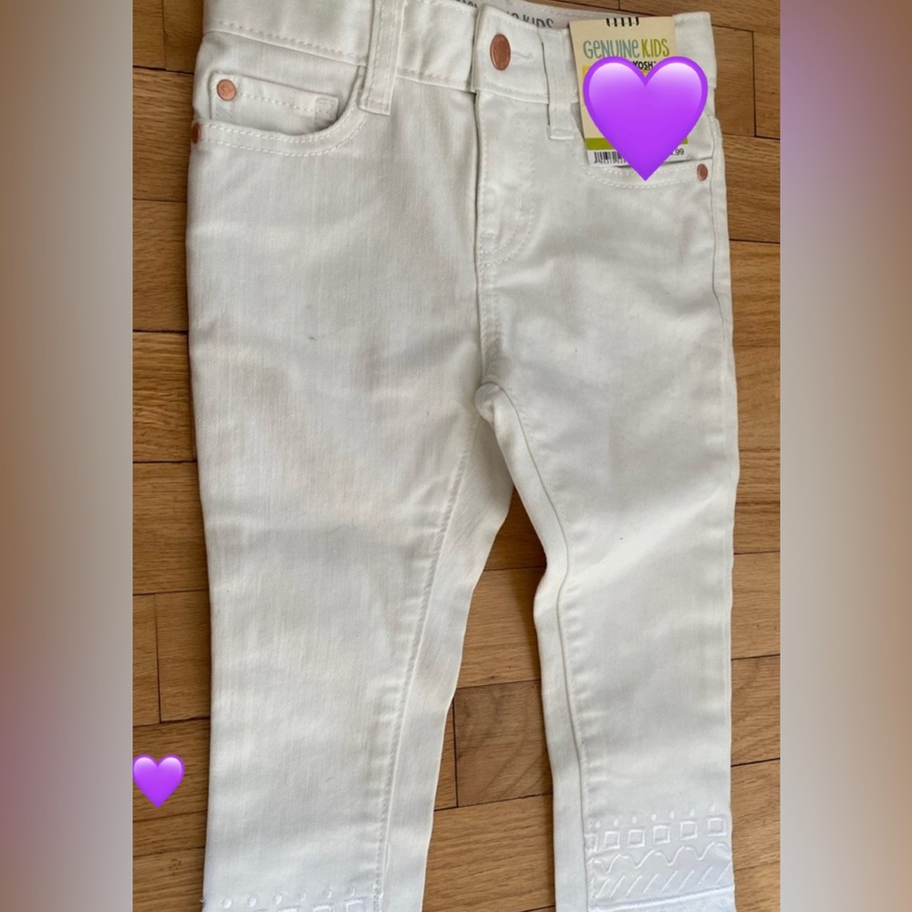 NWT 10/$40 Oshkosh Skinny Jeans Pants adjustable Waist White Genuine Kids